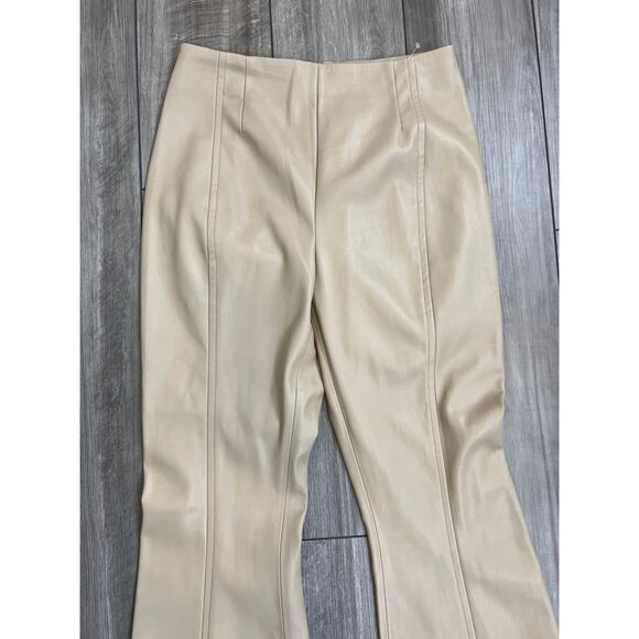 Free People We the Free Vegan Leather Pants in Beige Size 29 Wide Leg Pleated - Picture 3 of 3